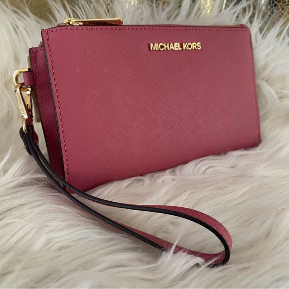 New Michael Kors jet set travel double zipper wallet wristlet - Picture 3 of 13